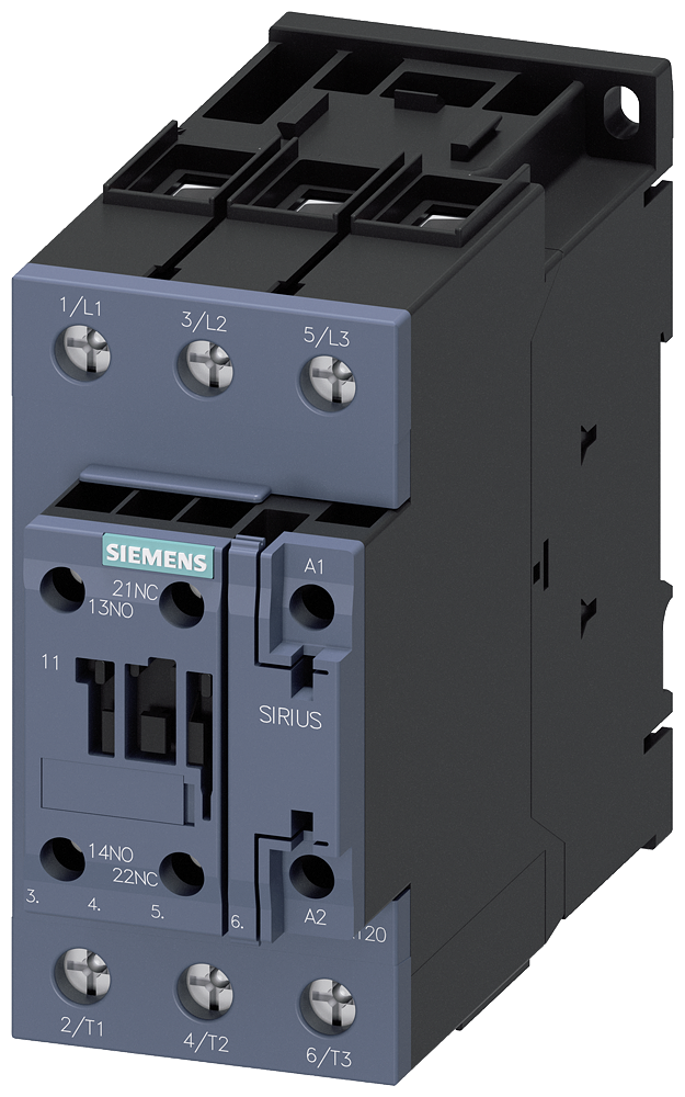 3RT2038-1NF30 Contactor, AC-3e, 80 A/37 kW/400 V, 3 polos, 83-155 V AC/DC, 1 NA + 1 NC, bornes