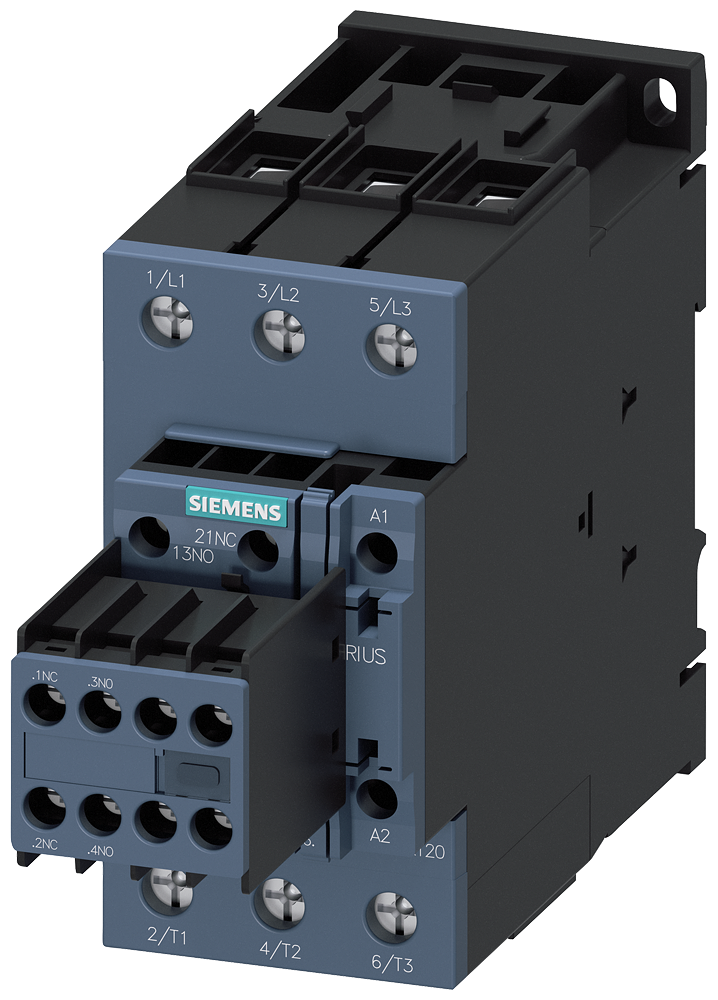 3RT2037-1KB44 Contactor de acoplamiento, AC-3e, 65 A/30 kW/400 V, 3 polos, 24 V DC, 2 NA + 2 N