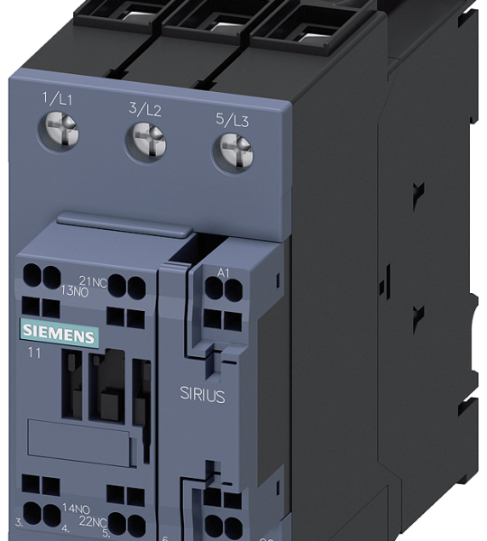 3RT2038-3AG20 Contactor, AC-3e, 80 A/37 kW/400 V, 3 polos, 110 V AC, 50/60 Hz, 1 NA + 1 NC, bo