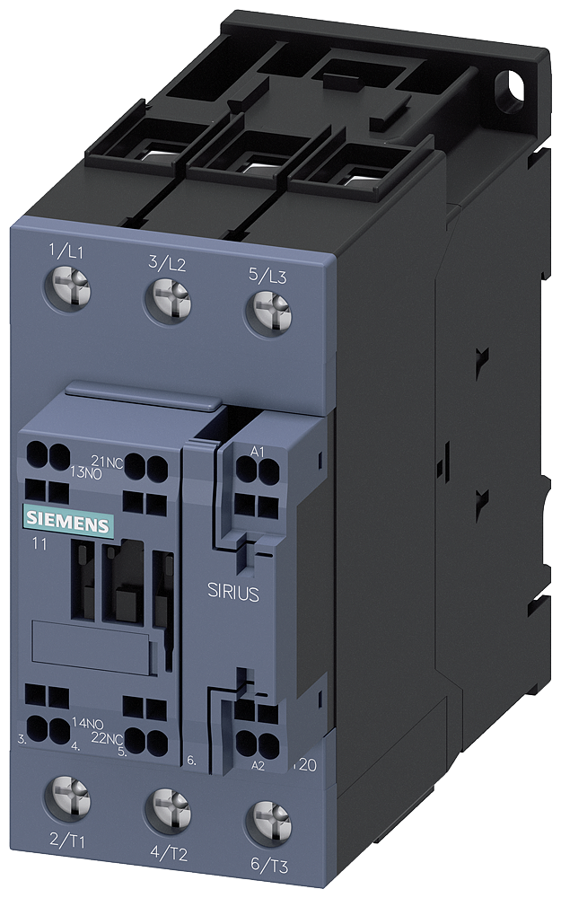 3RT2035-3AK60 Contactor, AC-3e, 40 A/18,5 kW/400 V, 3 polos, 110 V AC/50 Hz, 120 V AC/60 Hz, 1