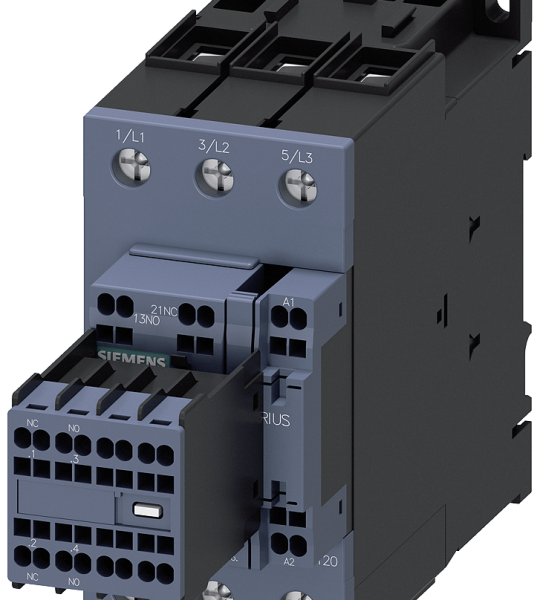3RT2038-3AF04 Contactor, AC-3e, 80 A/37 kW/400 V, 3 polos, 110 V AC/50 Hz, 2 NA + 2 NC, bornes