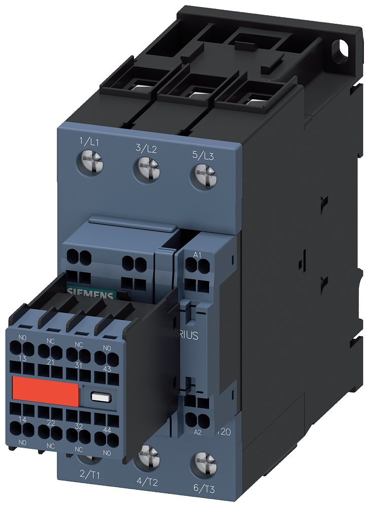 3RT2037-3NB34-3MA0 Contactor, AC-3e, 65 A/30 kW/400 V, 3 polos, 20-33 V AC/DC, 2 NA + 2 NC, bornes 