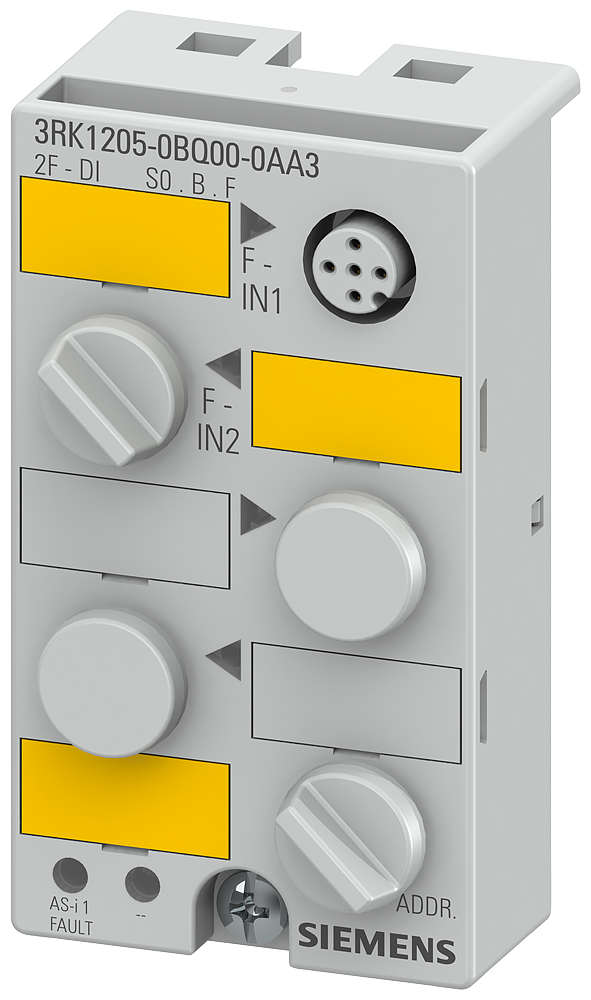 3RK1205-0BQ00-0AA3 Módulo ASIsafe K45F, dos entradas de seguridad 2F-DI, placa montaje 3RK19012EA00