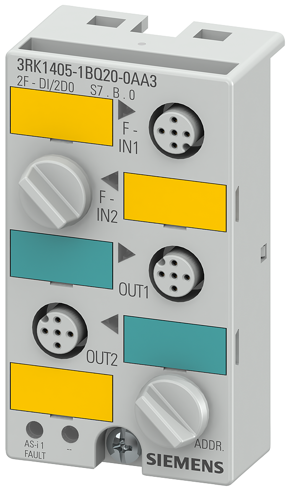 3RK1405-1BQ20-0AA3 Módulo compacto ASIsafe K45F, IP67, Digital, 2F-DI/2DQ, 2 entr. de seguridad Cat