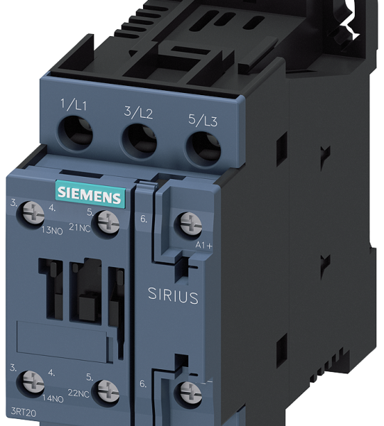 3RT2026-1NF30 Contactor, AC-3e, 25 A/11 kW/400 V, 3 polos, 95-130 V AC/DC, 1 NA + 1 NC, bornes