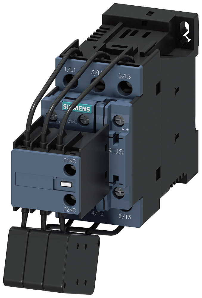 3RT2625-1BB45 Contactor, AC-6b, 16,7 kVAr/400 V, 1 NA + 2 NC, 24 V DC, 3 polos