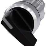 3SU1052-2CF10-0AA0 Selector, iluminable, 22 mm, redondo, metal, brillante, negro, maneta larga