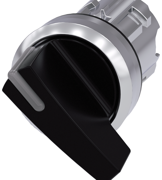 3SU1052-2CF10-0AA0 Selector, iluminable, 22 mm, redondo, metal, brillante, negro, maneta larga