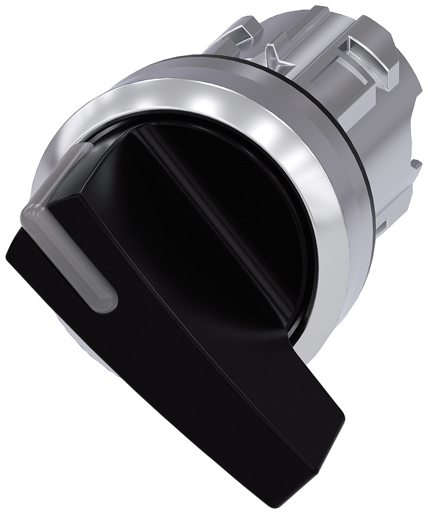3SU1052-2CF10-0AA0 Selector, iluminable, 22 mm, redondo, metal, brillante, negro, maneta larga