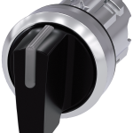 3SU1052-2BM10-0AA0 Selector, iluminable, 22 mm, redondo, metal, brillante, negro, maneta corta