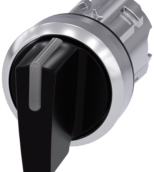 3SU1052-2BN10-0AA0 Selector, iluminable, 22 mm, redondo, metal, brillante, negro, maneta corta