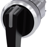 3SU1052-2CN10-0AA0 Selector, iluminable, 22 mm, redondo, metal, brillante, negro, maneta larga