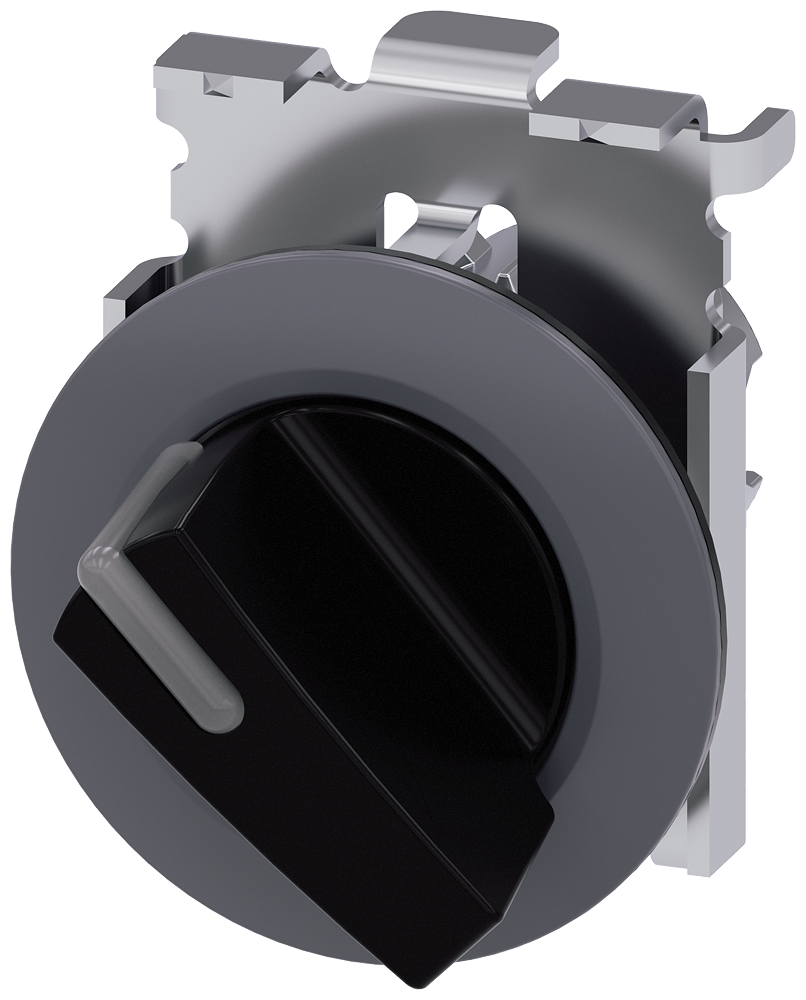 3SU1062-2DC10-0AA0 Selector, iluminable, 30 mm, redondo, metal, mate, negro, maneta corta