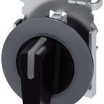 3SU1062-2DM10-0AA0 Selector, iluminable, 30 mm, redondo, metal, mate, negro, maneta corta