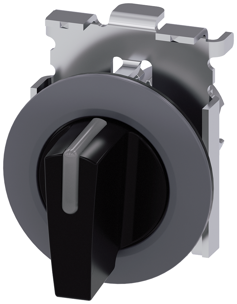 3SU1062-2DM10-0AA0 Selector, iluminable, 30 mm, redondo, metal, mate, negro, maneta corta