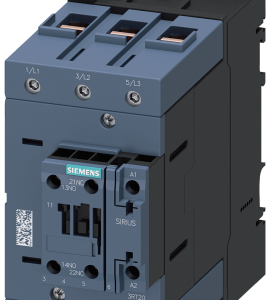 3RT2047-1AF00 Contactor, AC-3e, 110 A/55 kW/400 V, 3 polos, 110 V AC/50 Hz, 1 NA + 1 NC, borne