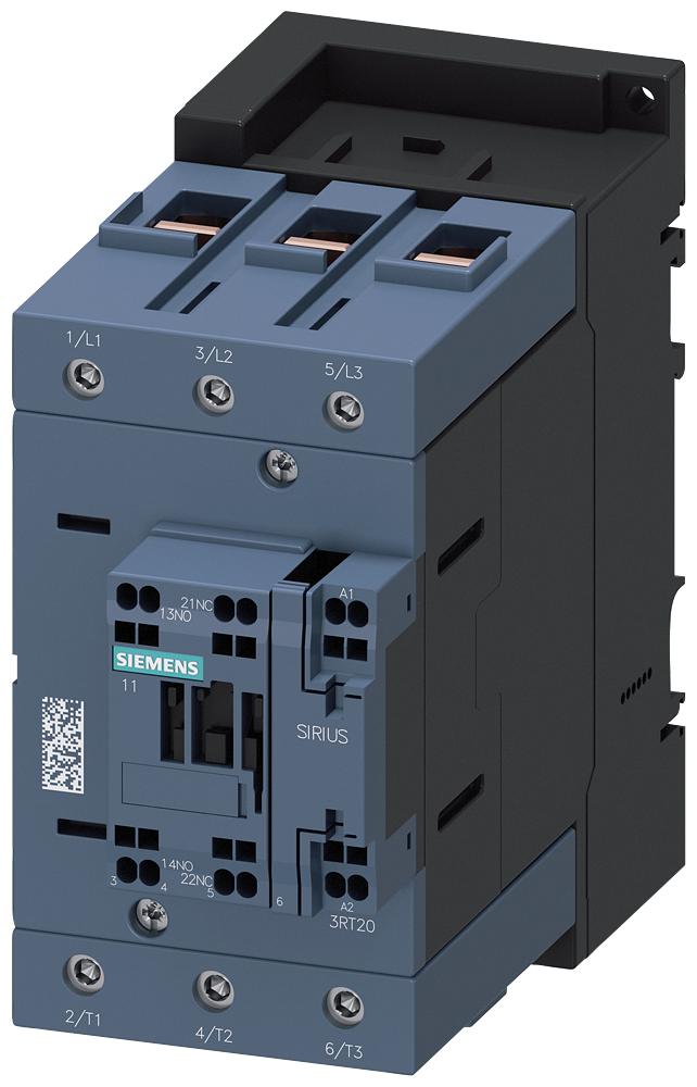 3RT2045-3AB00 Contactor, AC-3e, 80 A/37 kW/400 V, 3 polos, 24 V AC/50 Hz, 1 NA + 1 NC, bornes 