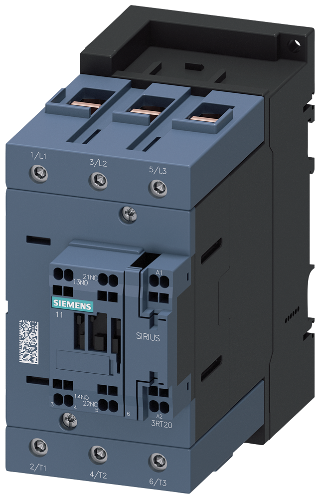 3RT2046-3AP00 Contactor, AC-3e, 95 A/45 kW/400 V, 3 polos, 230 V AC/50 Hz, 1 NA + 1 NC, bornes