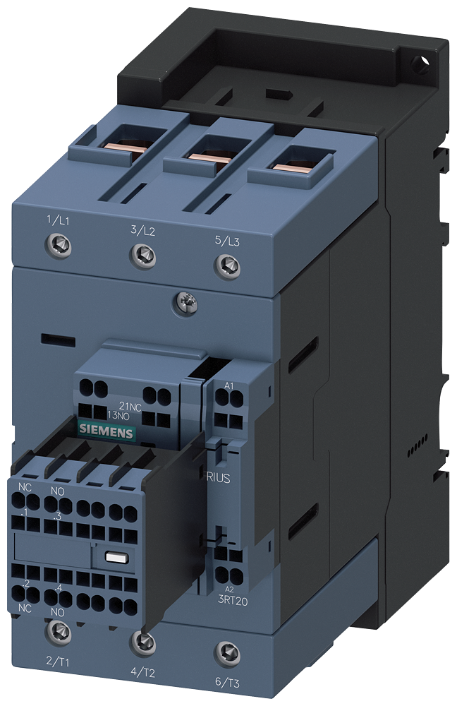 3RT2046-3AF04 Contactor, AC-3e, 95 A/45 kW/400 V, 3 polos, 110 V AC/50 Hz, 2 NA + 2 NC, bornes