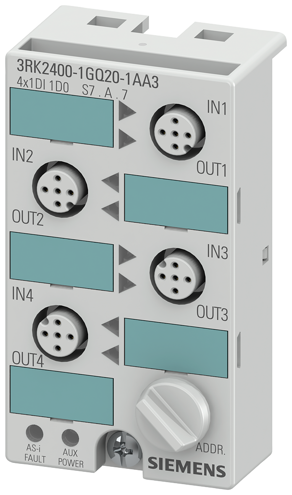 3RK2400-1GQ20-1AA3 Módulo compacto AS-Interface K45, esclavo A/B (espec. 3.0), IP67 Digital, 4x (1D