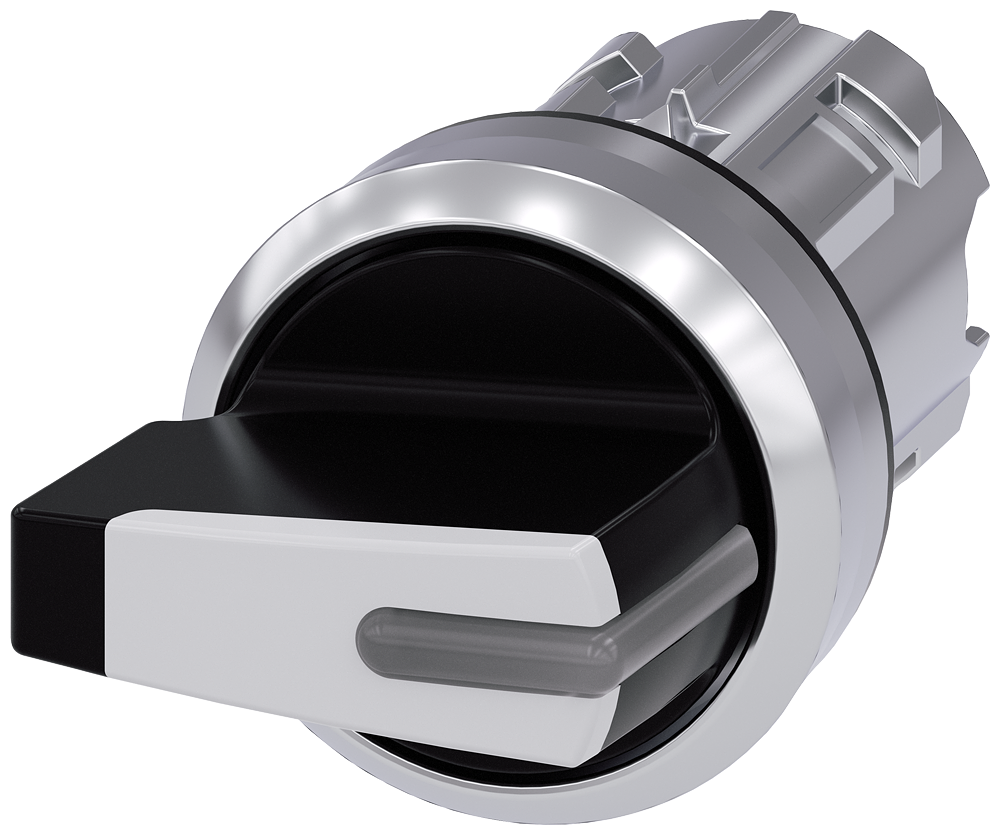 3SU1052-2FL60-0AA0 Selector, iluminable, 22 mm, redondo, metal, brillante, blanco, maneta corta