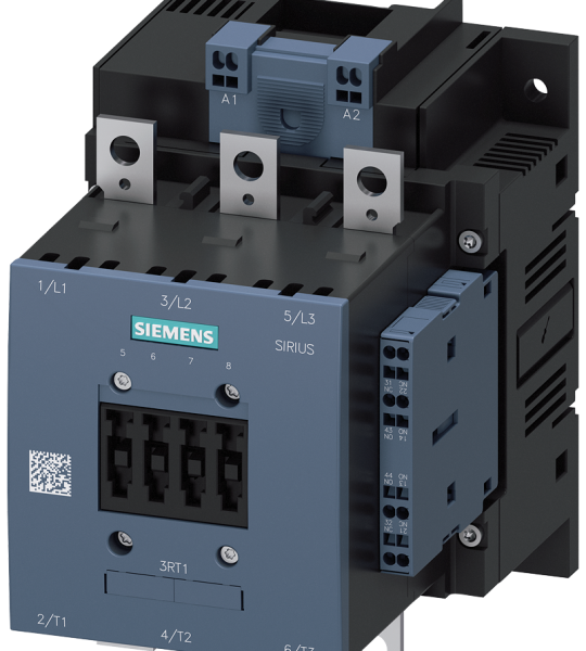 3RT1056-2AS36 Contactor, AC-3e, 185 A/90 kW/400 V, 3 polos, 500-550 V AC/DC, 2 NA + 2 NC, barr
