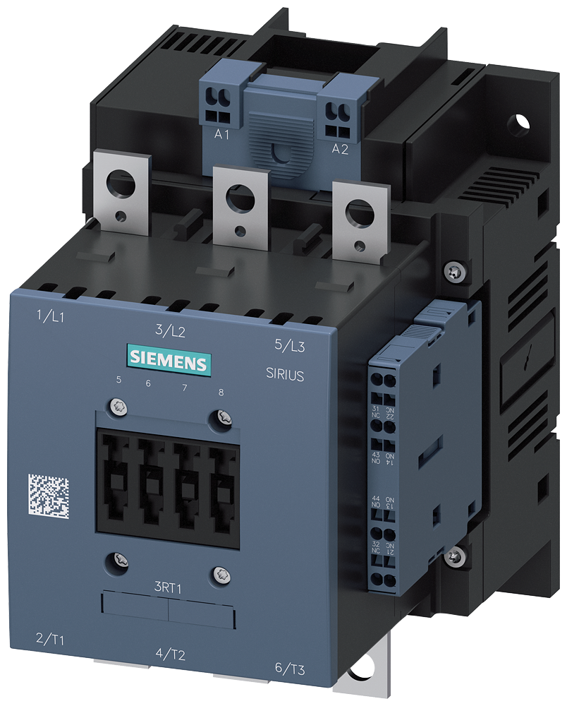 3RT1056-2AS36 Contactor, AC-3e, 185 A/90 kW/400 V, 3 polos, 500-550 V AC/DC, 2 NA + 2 NC, barr