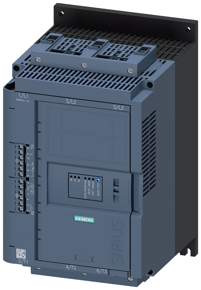 3RW5227-1AC14 Arrancador suave SIRIUS 200-480 V 93 A, 110-250 V AC, bornes de tornillo, salida