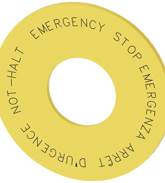 3SU1900-0BN31-0NC0 Disco de fondo para parada de emergencia, amarillo, sin inscripción, diám. ext. 