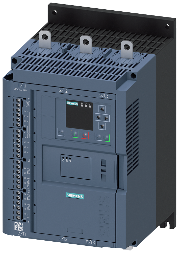 3RW5534-6HA04 Arrancador suave SIRIUS, 200-480 V, 113 A, 24 V AC/DC, bornes de tornillo