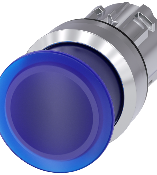 3SU1051-1AD50-0AA0 Pulsador de seta, iluminado, 22 mm, redondo, metal, brillante, azul, 30 mm