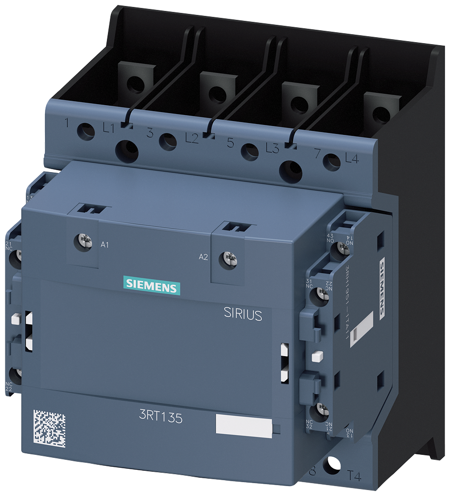3RT1355-6AF36 Contactor, AC-1, 200 A/400 V/40 °C, S6, 4 polos, 48-130 V AC/DC, 2 NA + 2 NC