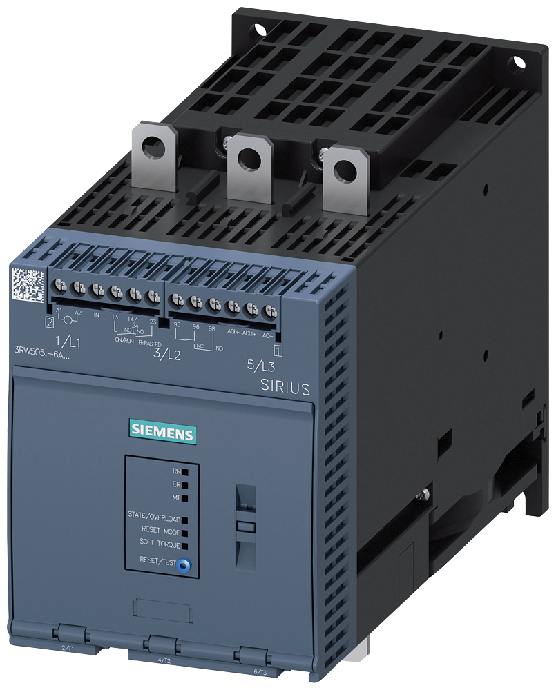 3RW5056-6AB05 Arrancador suave SIRIUS, 200-600 V, 171 A, 24 V AC/DC, bornes de tornillo, salid