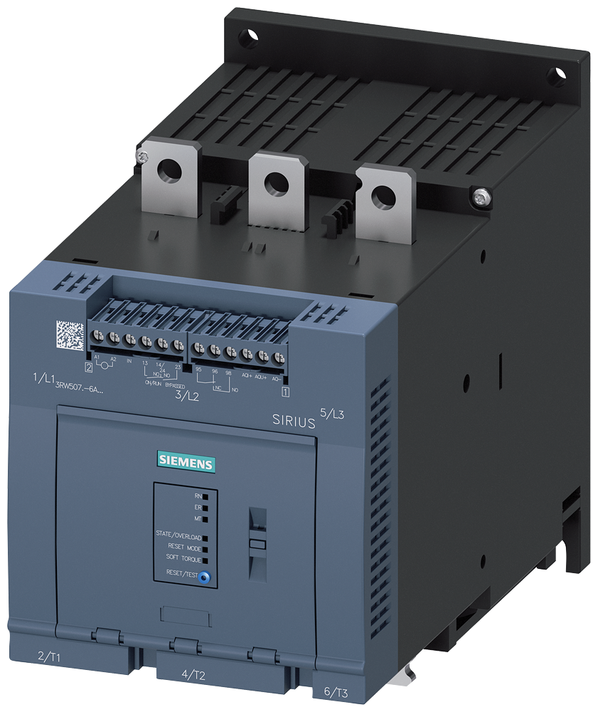3RW5073-6AB04 Arrancador suave SIRIUS, 200-480 V, 250 A, 24 V AC/DC, bornes de tornillo, salid