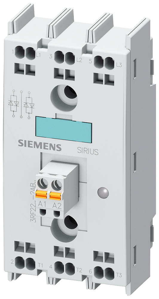 3RF2255-2AB45 Relé estático 2RF2, trifásico, 55 A, 48-600 V/4-30 V DC, 2 fases controladas