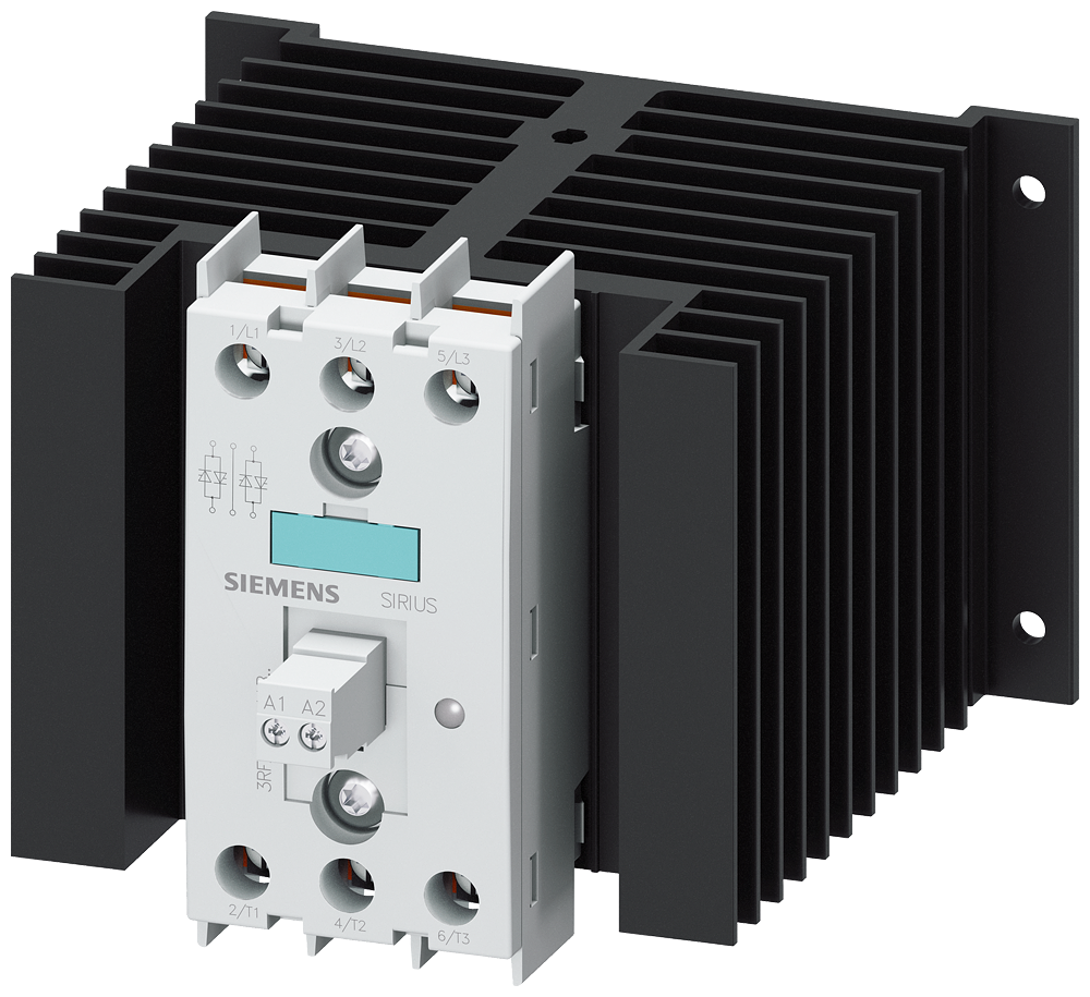 3RF2450-1AB55 Contactor estático 3RF2, trifásico, AC-51, 50 A, 48-600 V/230 V AC, 2 fases cont