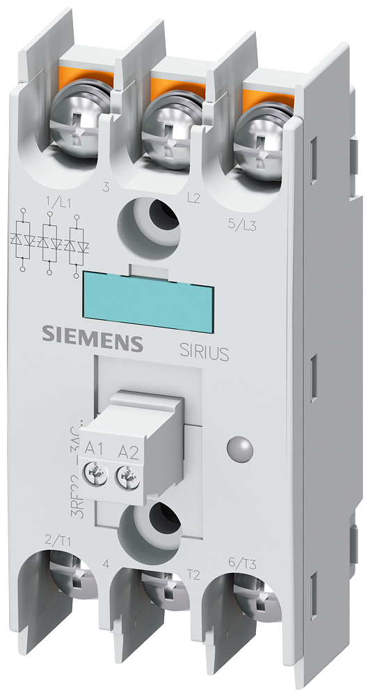 3RF2255-3AC45 Relé estático 2RF2, trifásico, 55 A, 48-600 V/4-30 V DC, 3 fases controladas