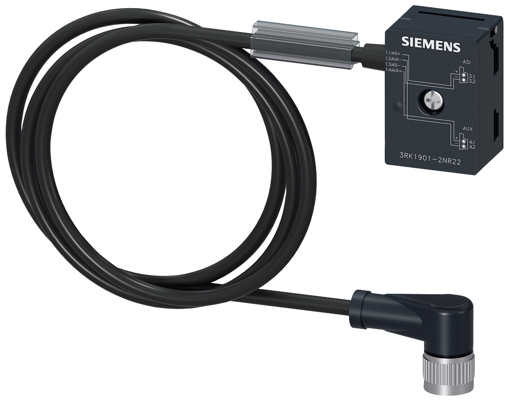 3RK1901-2NR22 AS-Interface, derivación M12, U_ASI y Uaux, 2 m, caja de conexiones de cables M1