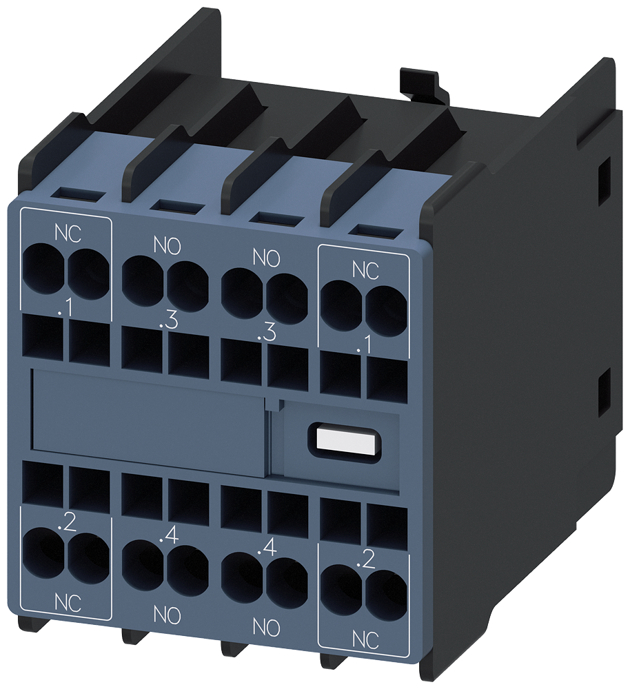 3RH2911-2NF22 Bloque de contactos auxiliares, frontal, 2 NA + 2 NC, circuitos 1 NC, 1 NA, 1 NA