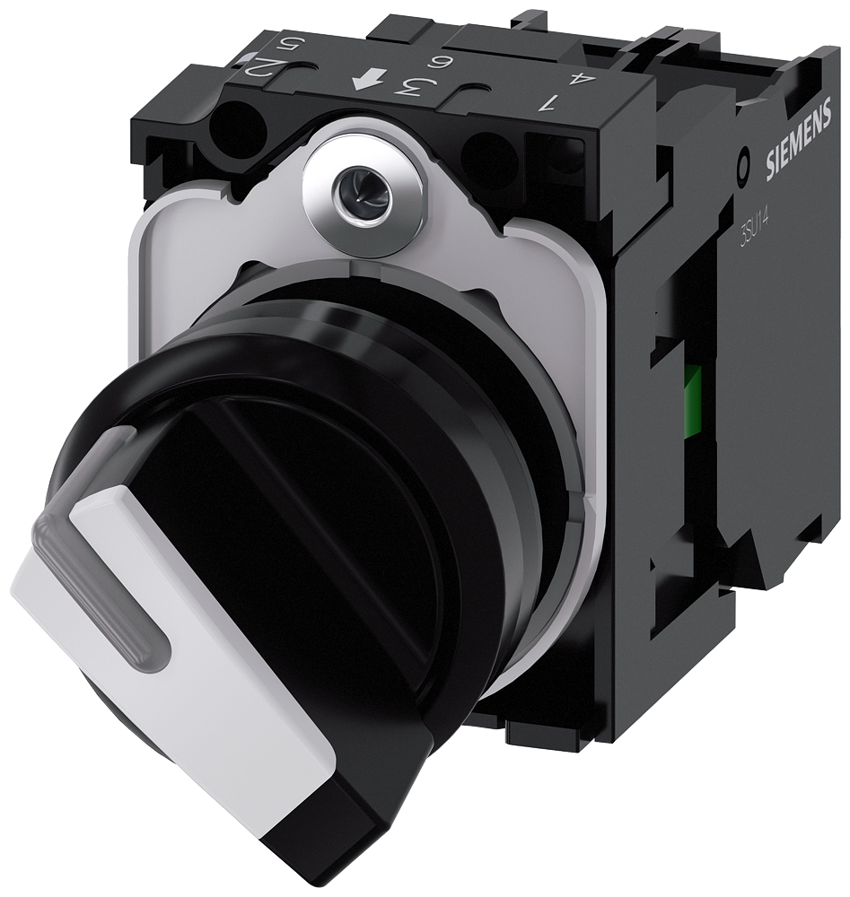 3SU1103-2BF64-1BA0 Selector, iluminable, 22 mm, redondo, plástico, blanco, verde, 1 NA