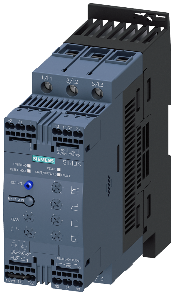 3RW4038-2TB05 Arrancador suave S2, 72 A, 45 kW/500 V, 40 grados, 400-600 V AC, 24 V AC/DC