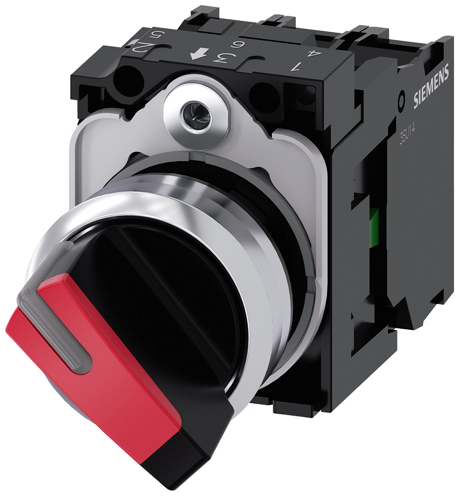 3SU1152-2BF20-1MA0 Selector, iluminado, 22 mm, redondo, metal, brillante, blanco, sostenido, 1 NA +