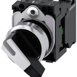 3SU1150-2CF60-1BA0 Selector, 22 mm, redondo, metal, brillante, blanco, sostenido, 1 NA