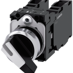 3SU1150-2CF60-1NA0 Selector, 22 mm, redondo, metal, brillante, blanco, sostenido, 1 NA + 1 NA