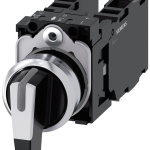3SU1150-2CM60-1NA0 Selector, 22 mm, redondo, metal, brillante, blanco, momentáneo, 1 NA + 1 NA