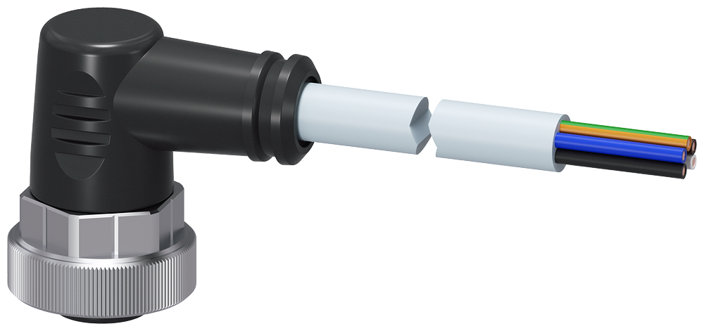 3RK1902-3GB30 Cable de energía, 3 m, 1 × 7/8", acodado, 1,5 mm², conector hembra, 5 polos