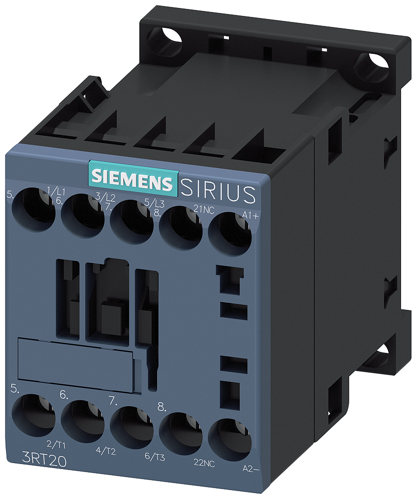 3RT2017-1BM42 Contactor, AC-3e, 12 A/5,5 kW/400 V, 3 polos, 220 V DC, 1 NC, bornes de tornillo