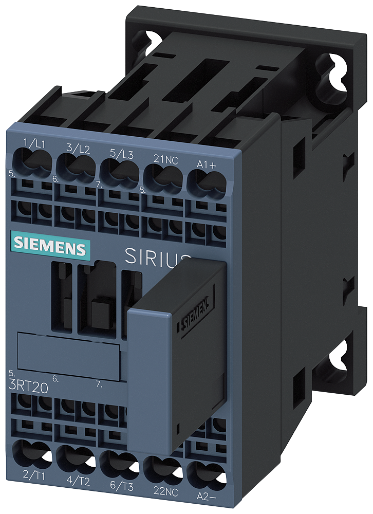 3RT2016-2WB42 Contactor de acoplamiento, AC-3e, 9 A/4 kW/400 V, 3 polos, 24 V DC, 1 NC, bornes