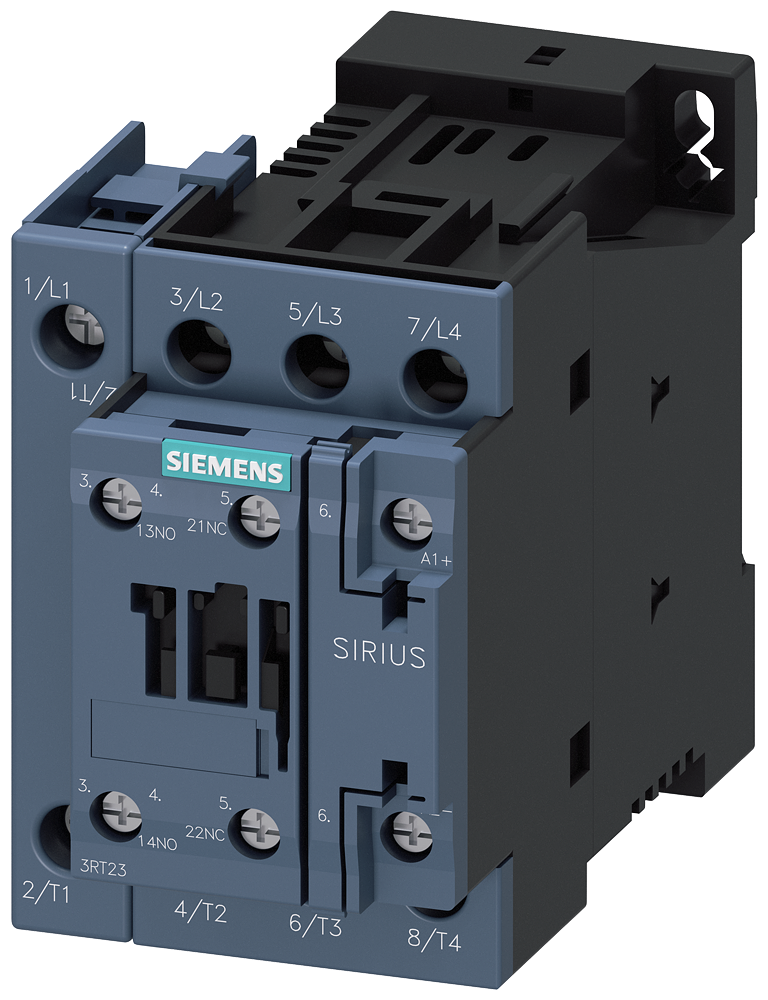 3RT2326-1BM40 Contactor, AC-1, 40 A/400 V/40 °C, S0, 4 polos, 220 V DC, 1 NA + 1 NC
