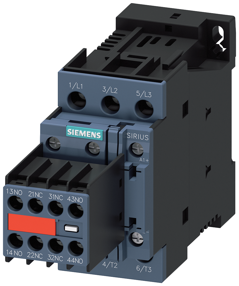 3RT2026-1FB44-3MA0 Contactor, AC-3e, 25 A/11 kW/400 V, 3 polos, 24 V DC, 2 NA + 2 NC, bornes de tor